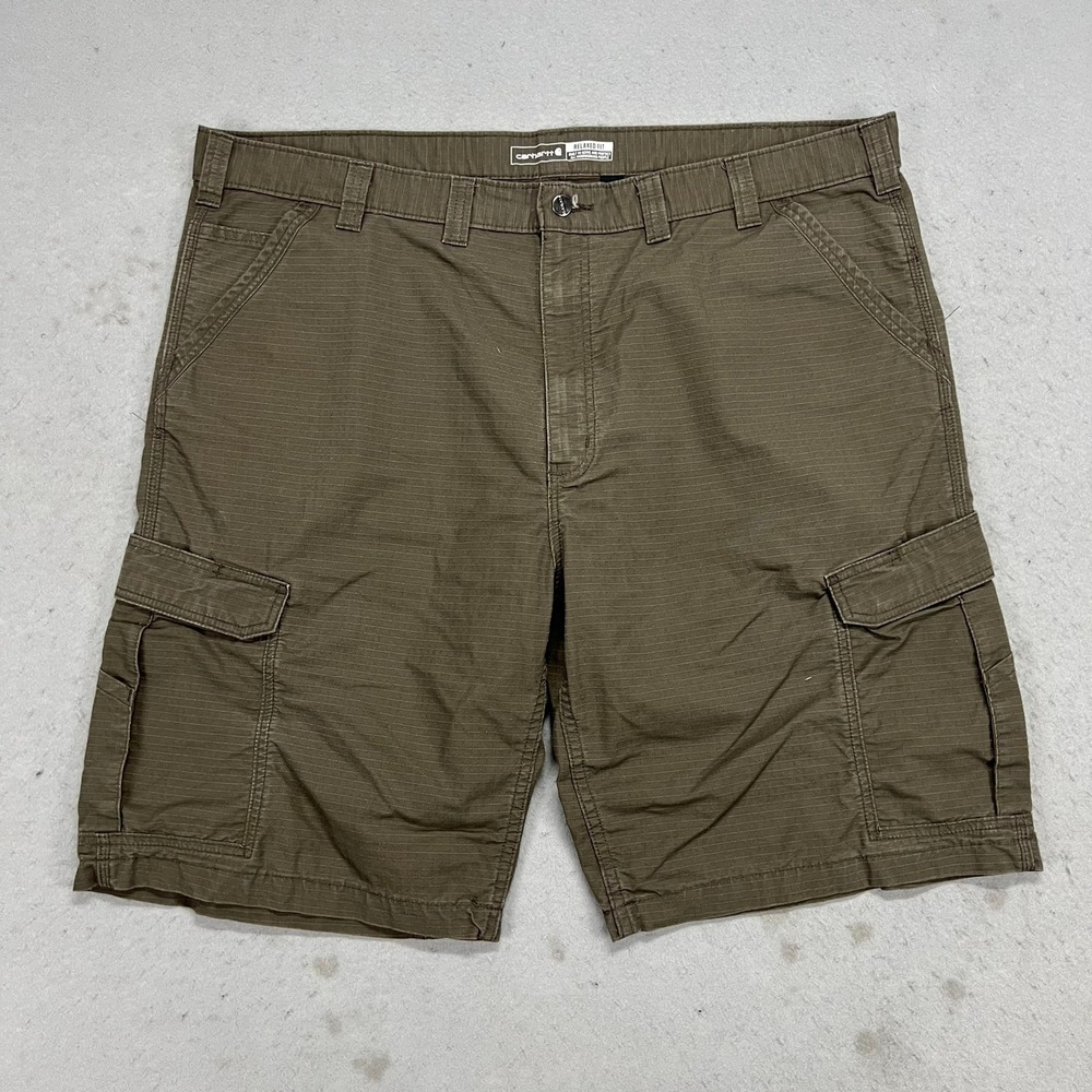 Carhartt Force Relaxed Fit Ripstop Cargo Work Shorts Brown Mens 46 BS3543-M